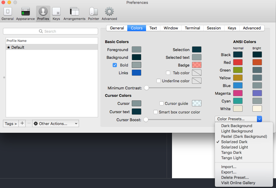 iTerm2 solarized color